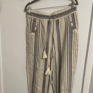 Anthropologie Beige and Black Patterned Joggers